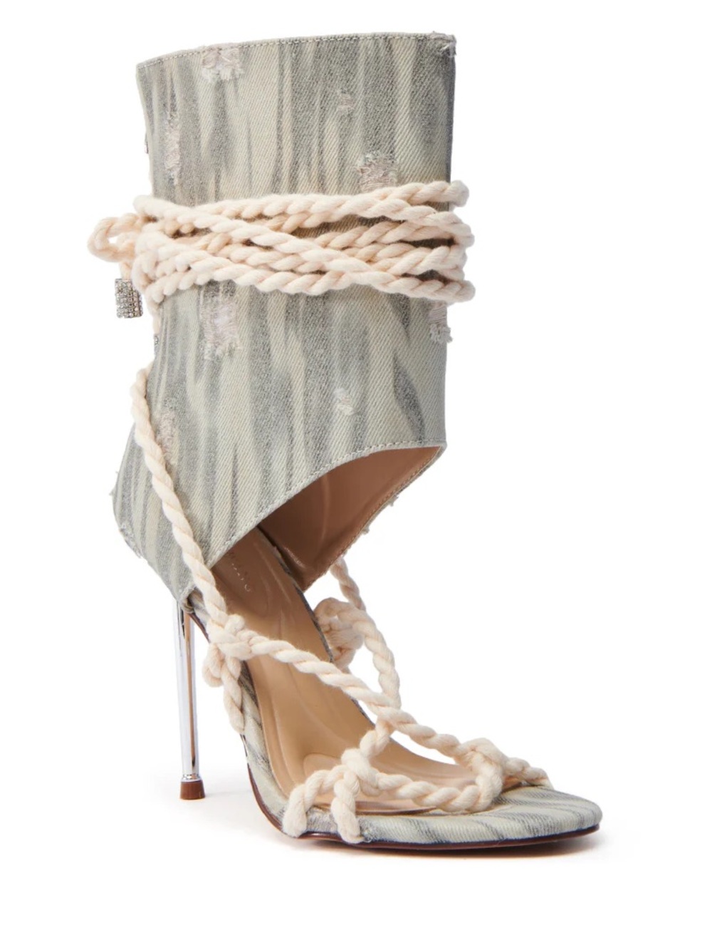 Women’s Rope Wrap Sandal Heels in Beige